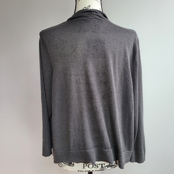 INC 3X silver grey glitter open front cardigan asymmetrical hem glam office moto - Picture 3 of 9